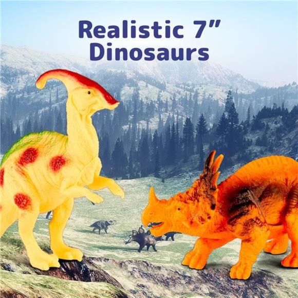 Dinosaur Toys for Kids 3-5 (12 Plastic Dinosaur Figures & Interactive Dinosaur) - Picture 5 of 6